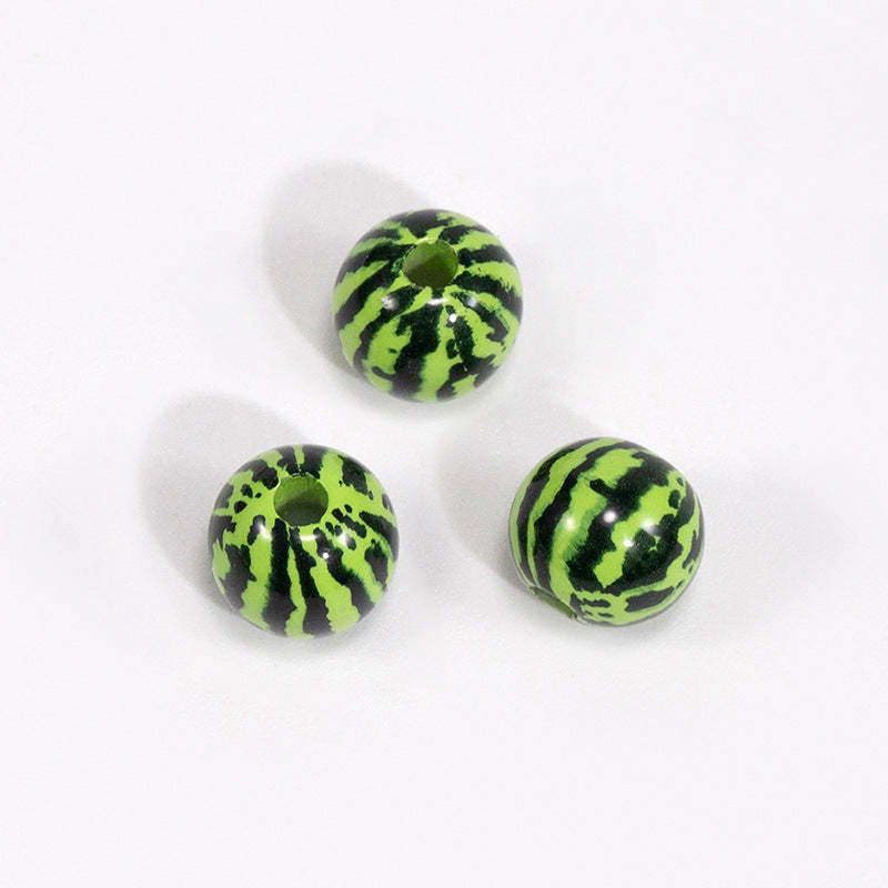 Summer Watermelon Pattern Acrylic Round Beads - 8mm-20mm Mixed | Acrylic Bead for DIY Bracelet Keychain Jewelry Making