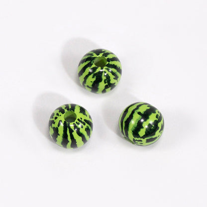Summer Watermelon Pattern Acrylic Round Beads - 8mm-20mm Mixed | Acrylic Bead for DIY Bracelet Keychain Jewelry Making