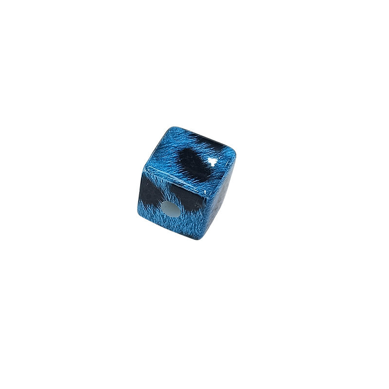 20pcs Trendy Animal Print Cube Beads - 14mm Leopard & Zebra Pattern | Acrylic Bead for DIY Bracelet Keychain Jewelry Making