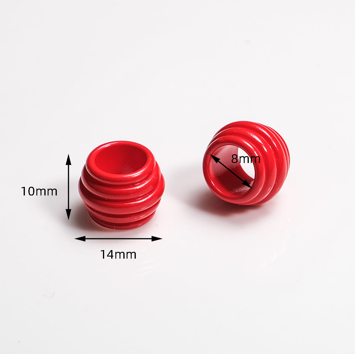 50pcs Bulk 14x10mm Large 8mm Hole Beads - Colorful Ribbed Barrel | Acrylic Bead for DIY Bracelet Keychain Jewelry Making