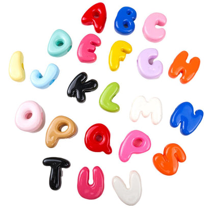20pcs Large Hole Alphabet Beads - 25mm 3D Bubble Style Letter Beads | Acrylic Bead for DIY Bracelet Keychain Jewelry Making