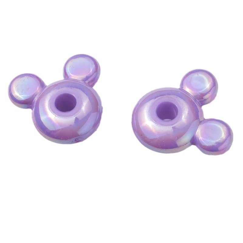 20pcs Iridescent AB Mouse Head Beads - 23mm Colorful Aurora Acrylic | Acrylic Bead for DIY Bracelet Keychain Jewelry Making