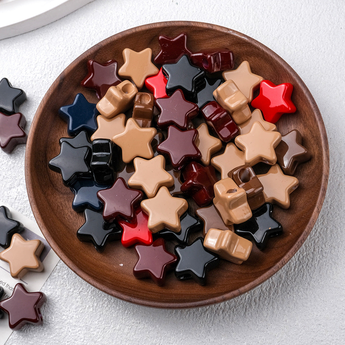 20pcs Vintage Earth Tone Star Beads - 19mm Autumn Palette Acrylic | Acrylic Bead for DIY Bracelet Keychain Jewelry Making