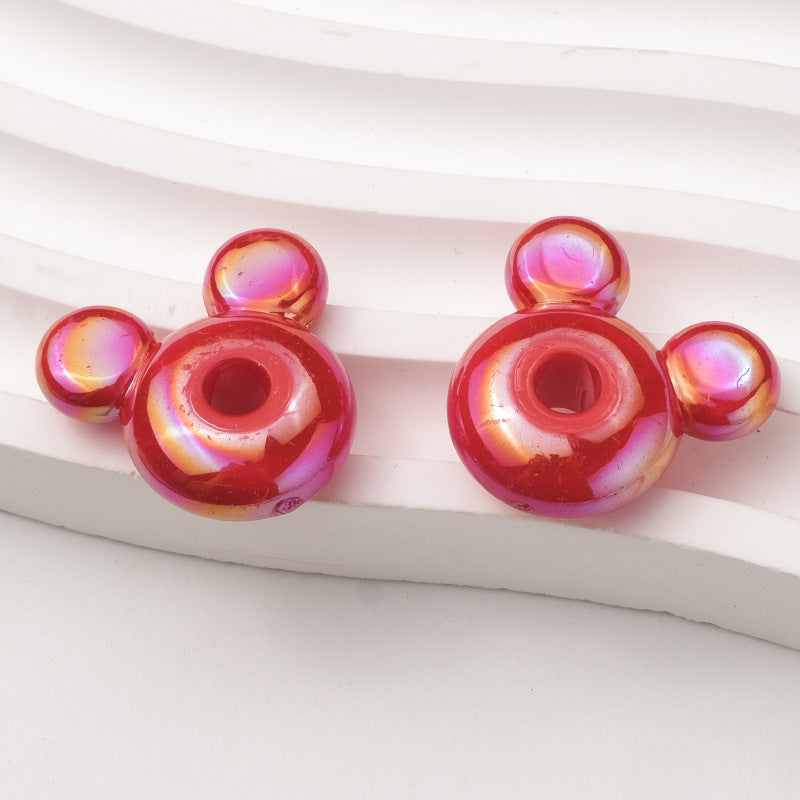 20pcs Iridescent AB Mouse Head Beads - 23mm Colorful Aurora Acrylic | Acrylic Bead for DIY Bracelet Keychain Jewelry Making