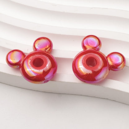 20pcs Iridescent AB Mouse Head Beads - 23mm Colorful Aurora Acrylic | Acrylic Bead for DIY Bracelet Keychain Jewelry Making