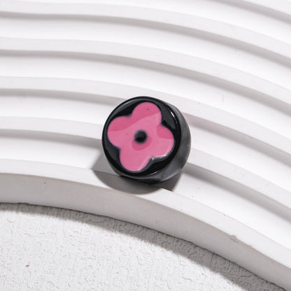 10pcs Vintage Flower Silicone Beads - 18mm Four-Leaf Clover Focal | Acrylic Bead for DIY Bracelet Keychain Jewelry Making
