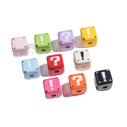 10pcs Large Hole Cube Beads Mixed Colors - 14mm Question Mark & | Acrylic Bead for DIY Bracelet Keychain Jewelry Making