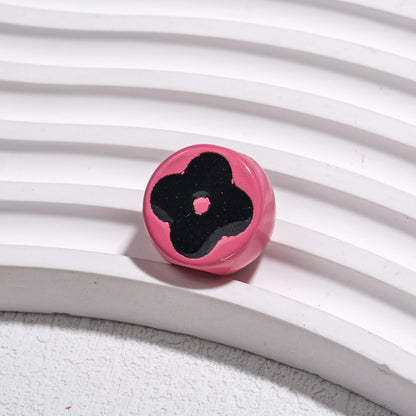 10pcs Vintage Flower Silicone Beads - 18mm Four-Leaf Clover Focal | Acrylic Bead for DIY Bracelet Keychain Jewelry Making