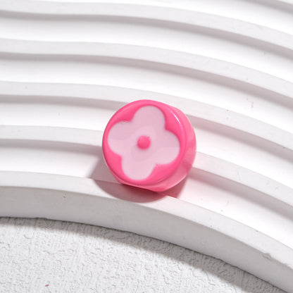 10pcs Vintage Flower Silicone Beads - 18mm Four-Leaf Clover Focal | Acrylic Bead for DIY Bracelet Keychain Jewelry Making
