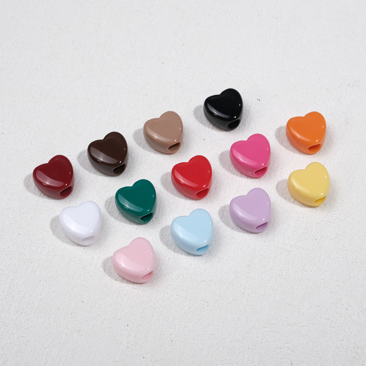100pcs Mixed Color Heart-Shaped Spacer Beads - 11mm/14mm Large Hole | Acrylic Bead for DIY Bracelet Keychain Jewelry Making