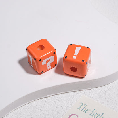 10pcs Large Hole Cube Beads Mixed Colors - 14mm Question Mark & | Acrylic Bead for DIY Bracelet Keychain Jewelry Making