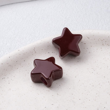20pcs Vintage Earth Tone Star Beads - 19mm Autumn Palette Acrylic | Acrylic Bead for DIY Bracelet Keychain Jewelry Making