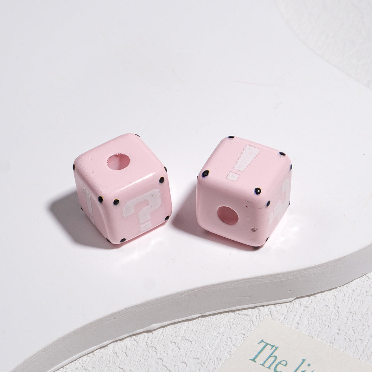 10pcs Large Hole Cube Beads Mixed Colors - 14mm Question Mark & | Acrylic Bead for DIY Bracelet Keychain Jewelry Making