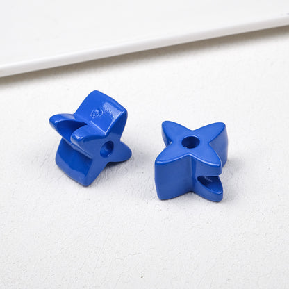 Retro 3D Starflower Beads - 25mm Large Hole Four-Pointed Star Focal | Acrylic Bead for DIY Bracelet Keychain Jewelry Making