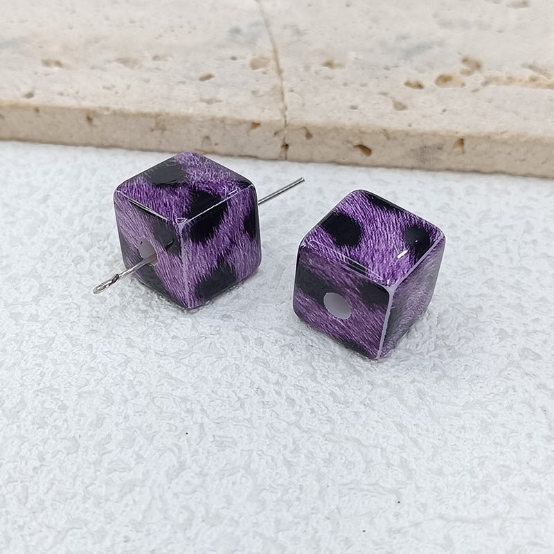 20pcs Trendy Animal Print Cube Beads - 14mm Leopard & Zebra Pattern | Acrylic Bead for DIY Bracelet Keychain Jewelry Making