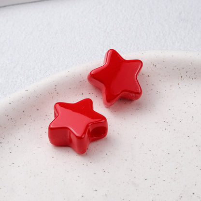 20pcs Vintage Earth Tone Star Beads - 19mm Autumn Palette Acrylic | Acrylic Bead for DIY Bracelet Keychain Jewelry Making
