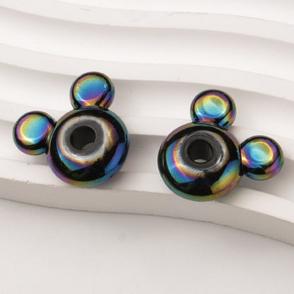 20pcs Iridescent AB Mouse Head Beads - 23mm Colorful Aurora Acrylic | Acrylic Bead for DIY Bracelet Keychain Jewelry Making