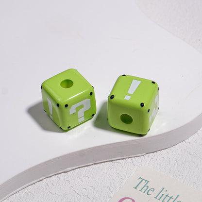 10pcs Large Hole Cube Beads Mixed Colors - 14mm Question Mark & | Acrylic Bead for DIY Bracelet Keychain Jewelry Making