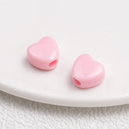 100pcs Mixed Color Heart-Shaped Spacer Beads - 11mm/14mm Large Hole | Acrylic Bead for DIY Bracelet Keychain Jewelry Making