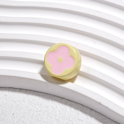 10pcs Vintage Flower Silicone Beads - 18mm Four-Leaf Clover Focal | Acrylic Bead for DIY Bracelet Keychain Jewelry Making