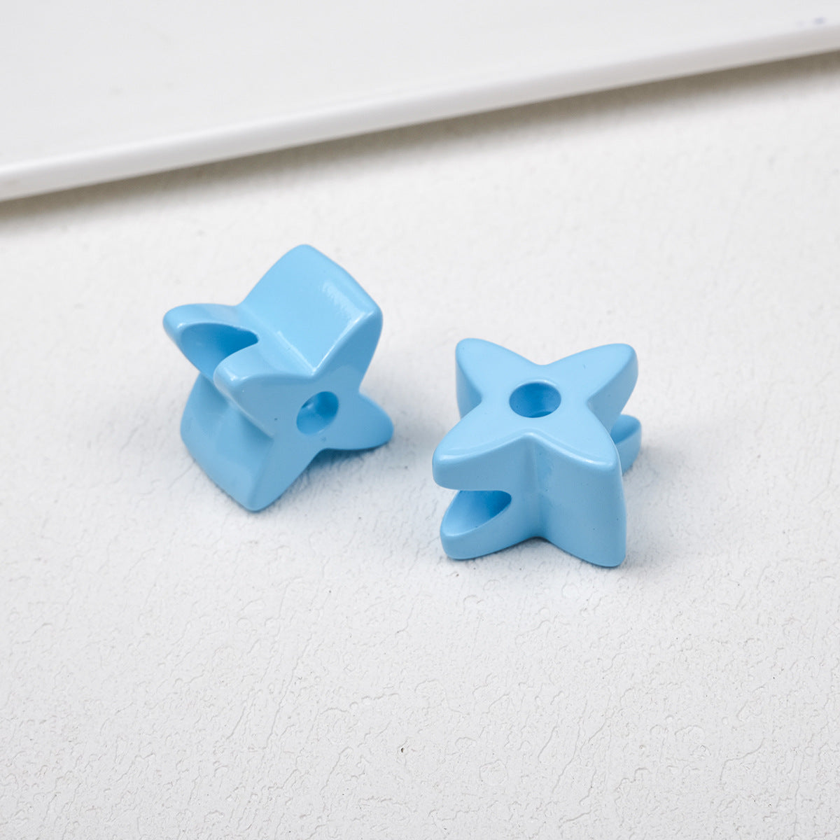 Retro 3D Starflower Beads - 25mm Large Hole Four-Pointed Star Focal | Acrylic Bead for DIY Bracelet Keychain Jewelry Making