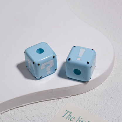 10pcs Large Hole Cube Beads Mixed Colors - 14mm Question Mark & | Acrylic Bead for DIY Bracelet Keychain Jewelry Making