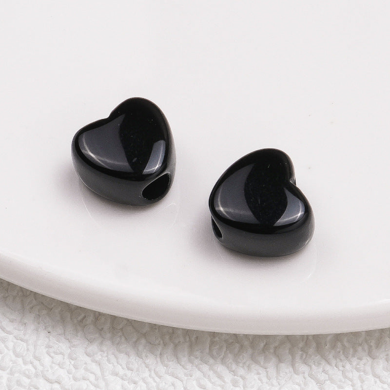 100pcs Mixed Color Heart-Shaped Spacer Beads - 11mm/14mm Large Hole | Acrylic Bead for DIY Bracelet Keychain Jewelry Making