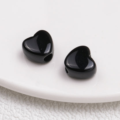 100pcs Mixed Color Heart-Shaped Spacer Beads - 11mm/14mm Large Hole | Acrylic Bead for DIY Bracelet Keychain Jewelry Making