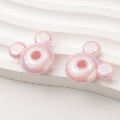 20pcs Iridescent AB Mouse Head Beads - 23mm Colorful Aurora Acrylic | Acrylic Bead for DIY Bracelet Keychain Jewelry Making