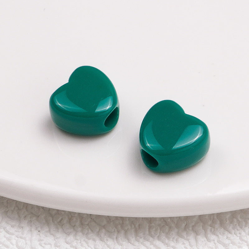 100pcs Mixed Color Heart-Shaped Spacer Beads - 11mm/14mm Large Hole | Acrylic Bead for DIY Bracelet Keychain Jewelry Making