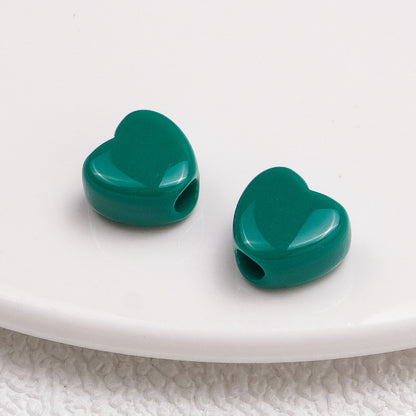 100pcs Mixed Color Heart-Shaped Spacer Beads - 11mm/14mm Large Hole | Acrylic Bead for DIY Bracelet Keychain Jewelry Making