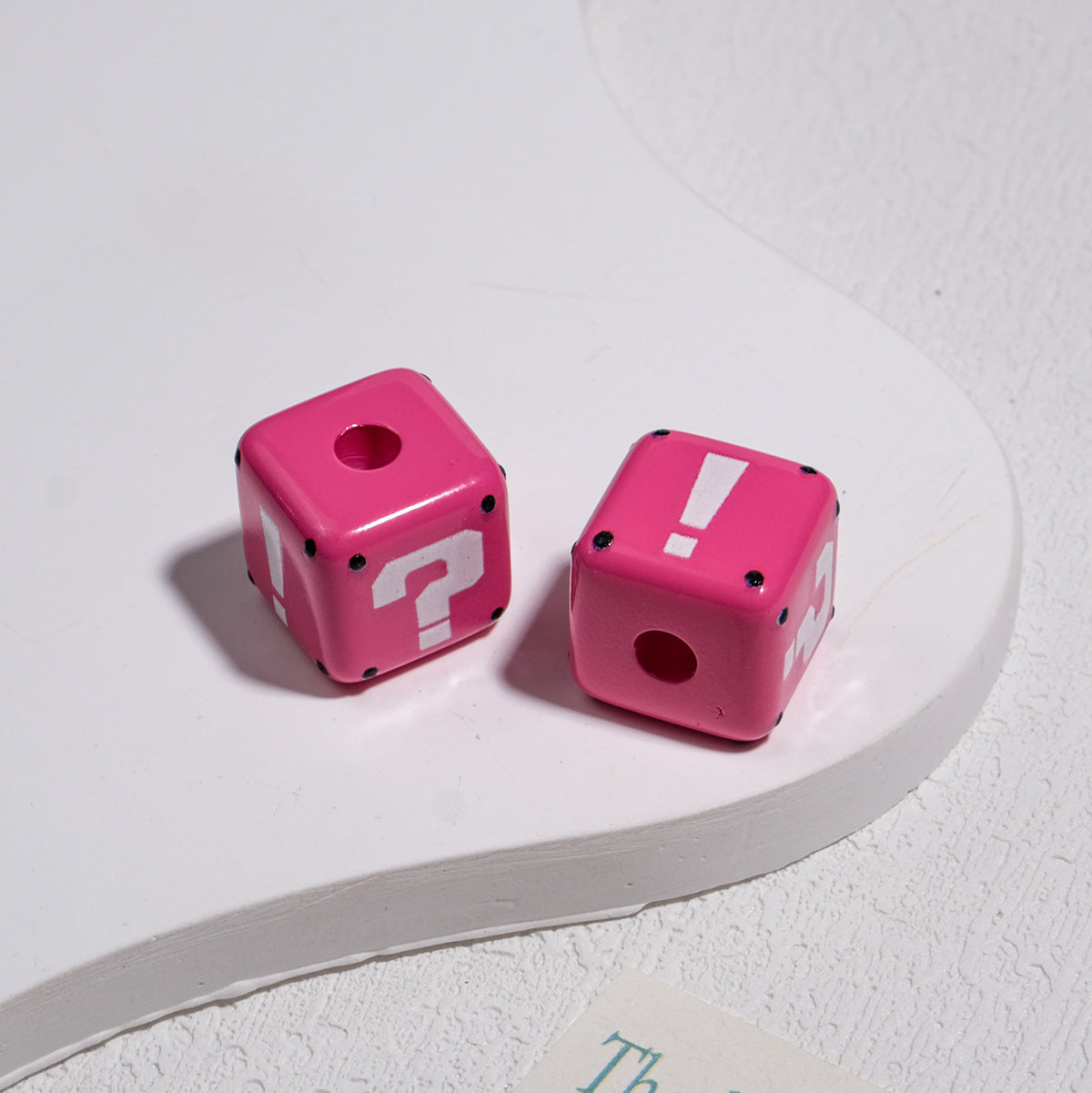 10pcs Large Hole Cube Beads Mixed Colors - 14mm Question Mark & | Acrylic Bead for DIY Bracelet Keychain Jewelry Making