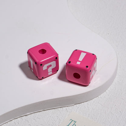 10pcs Large Hole Cube Beads Mixed Colors - 14mm Question Mark & | Acrylic Bead for DIY Bracelet Keychain Jewelry Making
