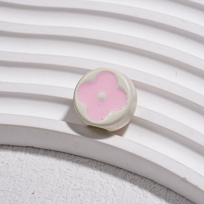 10pcs Vintage Flower Silicone Beads - 18mm Four-Leaf Clover Focal | Acrylic Bead for DIY Bracelet Keychain Jewelry Making
