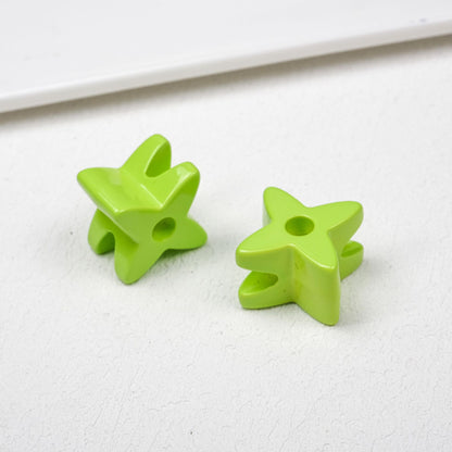 Retro 3D Starflower Beads - 25mm Large Hole Four-Pointed Star Focal | Acrylic Bead for DIY Bracelet Keychain Jewelry Making