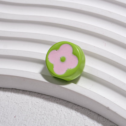 10pcs Vintage Flower Silicone Beads - 18mm Four-Leaf Clover Focal | Acrylic Bead for DIY Bracelet Keychain Jewelry Making