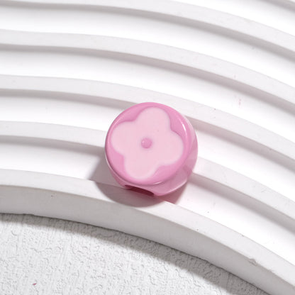 10pcs Vintage Flower Silicone Beads - 18mm Four-Leaf Clover Focal | Acrylic Bead for DIY Bracelet Keychain Jewelry Making