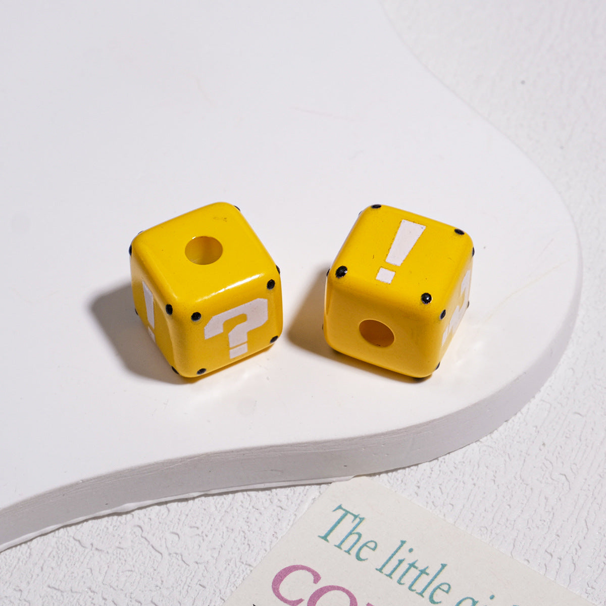 10pcs Large Hole Cube Beads Mixed Colors - 14mm Question Mark & | Acrylic Bead for DIY Bracelet Keychain Jewelry Making
