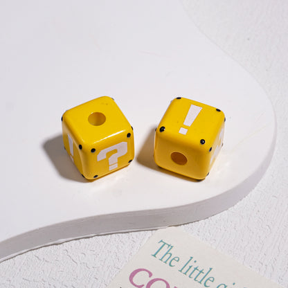 10pcs Large Hole Cube Beads Mixed Colors - 14mm Question Mark & | Acrylic Bead for DIY Bracelet Keychain Jewelry Making