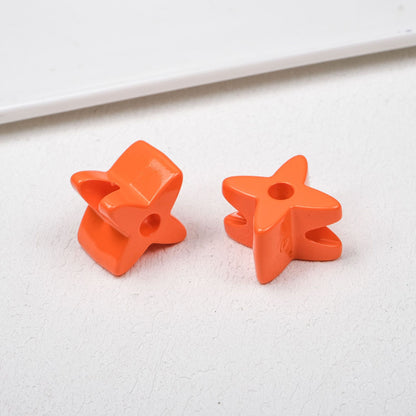 Retro 3D Starflower Beads - 25mm Large Hole Four-Pointed Star Focal | Acrylic Bead for DIY Bracelet Keychain Jewelry Making