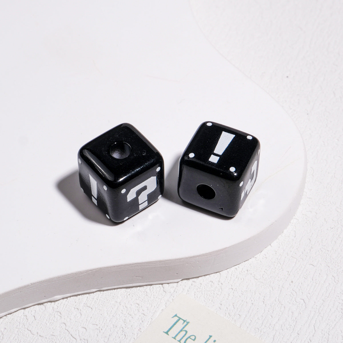 10pcs Large Hole Cube Beads Mixed Colors - 14mm Question Mark & | Acrylic Bead for DIY Bracelet Keychain Jewelry Making