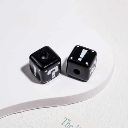 10pcs Large Hole Cube Beads Mixed Colors - 14mm Question Mark & | Acrylic Bead for DIY Bracelet Keychain Jewelry Making