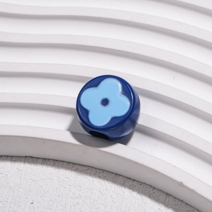 10pcs Vintage Flower Silicone Beads - 18mm Four-Leaf Clover Focal | Acrylic Bead for DIY Bracelet Keychain Jewelry Making