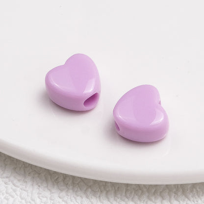 100pcs Mixed Color Heart-Shaped Spacer Beads - 11mm/14mm Large Hole | Acrylic Bead for DIY Bracelet Keychain Jewelry Making