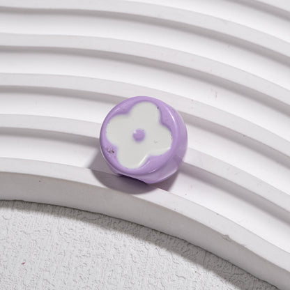 10pcs Vintage Flower Silicone Beads - 18mm Four-Leaf Clover Focal | Acrylic Bead for DIY Bracelet Keychain Jewelry Making
