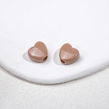 100pcs Mixed Color Heart-Shaped Spacer Beads - 11mm/14mm Large Hole | Acrylic Bead for DIY Bracelet Keychain Jewelry Making