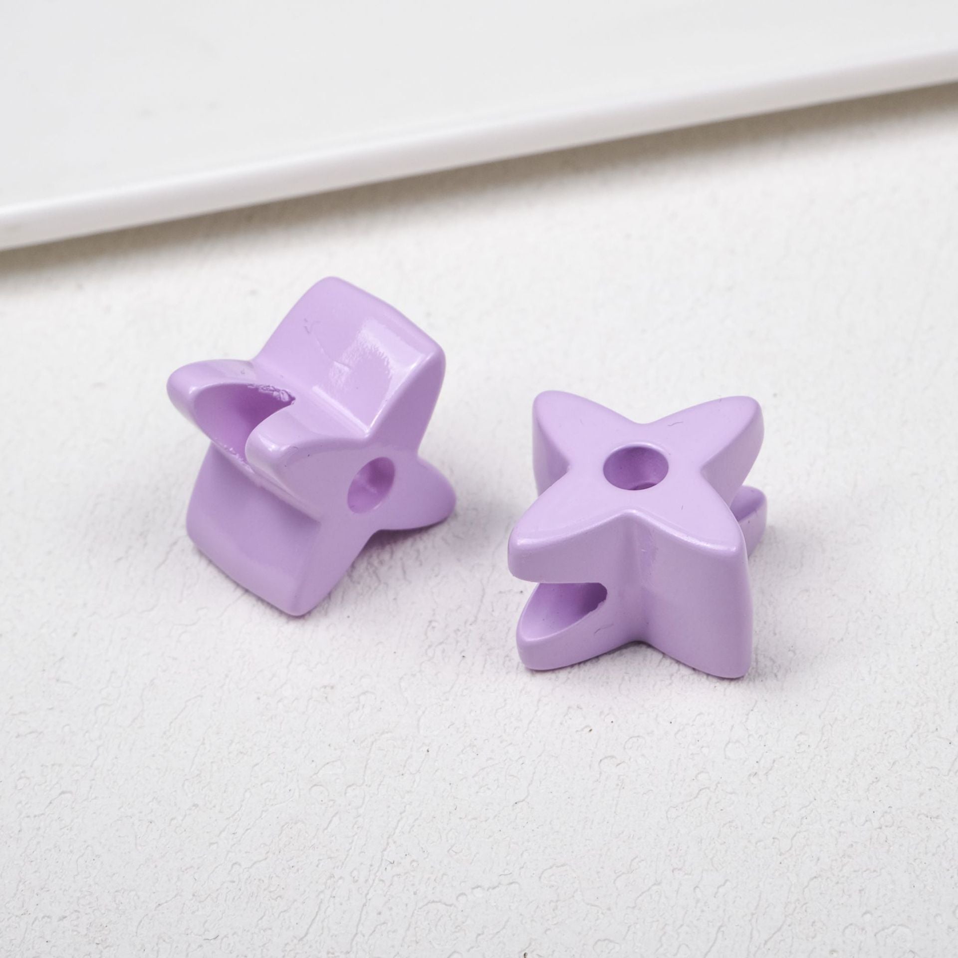 Retro 3D Starflower Beads - 25mm Large Hole Four-Pointed Star Focal | Acrylic Bead for DIY Bracelet Keychain Jewelry Making
