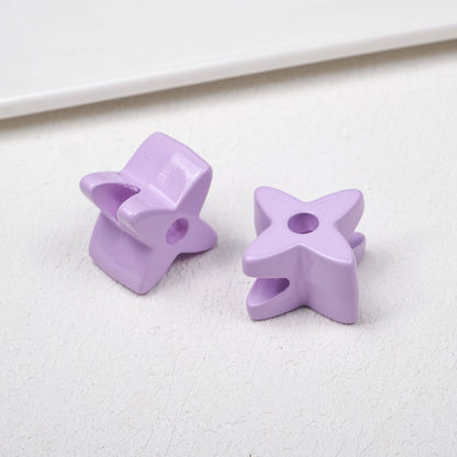 Retro 3D Starflower Beads - 25mm Large Hole Four-Pointed Star Focal | Acrylic Bead for DIY Bracelet Keychain Jewelry Making