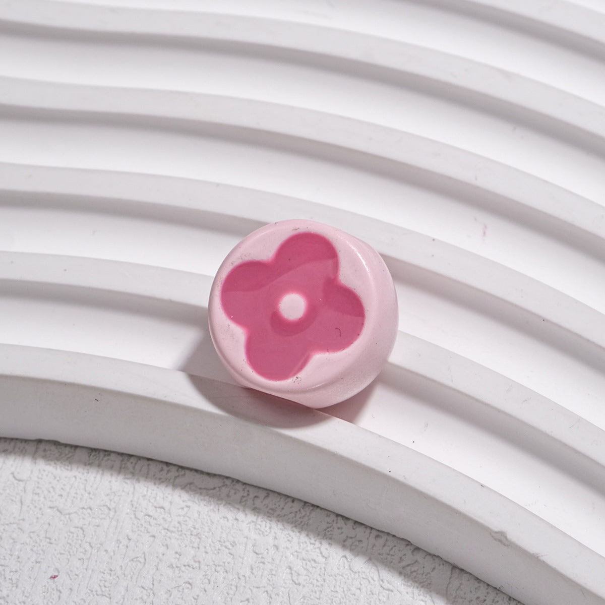 10pcs Vintage Flower Silicone Beads - 18mm Four-Leaf Clover Focal | Acrylic Bead for DIY Bracelet Keychain Jewelry Making