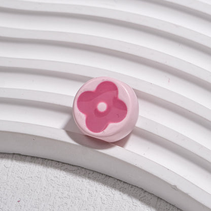 10pcs Vintage Flower Silicone Beads - 18mm Four-Leaf Clover Focal | Acrylic Bead for DIY Bracelet Keychain Jewelry Making